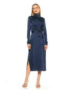 Платье миди с воротником-стойкой, темно-синий Alexia admor