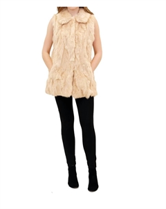 Faye Spread Collar Жилет из натурального меха кролика бежевого цвета Love token