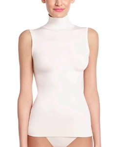 Минималистичный топ-водолазка без рукавов цвета слоновой кости Commando