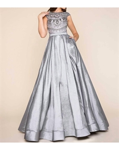 Бальное платье из тафты с бисером в угольном цвете, цвет charcoal Mac duggal