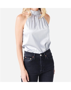 Топ с гофрированной бретелью через шею, серебристый, серебряный Frame