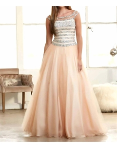 Бальное платье с пайетками в телесном/серебристом цвете, цвет nude/silver Mac duggal