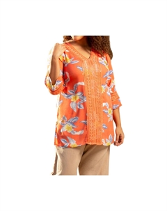 Туника с V-образным вырезом и принтом Tatum Bracelet Sleeve - Plus Size In Island Sunrise On the plus side