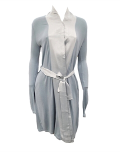 Халат Elijah с длинными рукавами в рубчик, с атласной отделкой и поясом в цвете Morning Blue Pj harlow