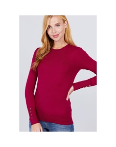 Свитер с круглым вырезом и заклепками, цвет wine Fashnzfab