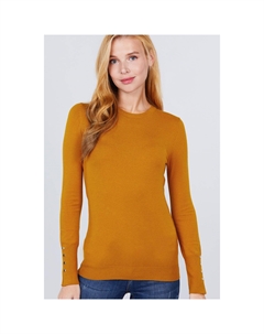 Свитер с круглым вырезом и заклепками, цвет mustard Fashnzfab