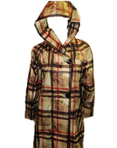 Длинная куртка-дождевик с капюшоном и застежкой на боковые кнопки в золотом цвете Multi Angel