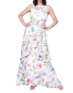 Платье макси с цветочным принтом в белом цвете Multi Compli k