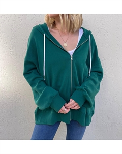 Толстовка с капюшоном из хлопкового флиса на молнии зеленого цвета Chaser