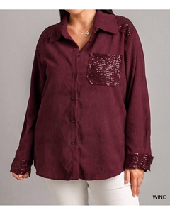 Вельветовая куртка с пайетками в цвете «вино», цвет wine Umgee