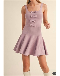 Трикотажное платье с бантом в лиловом цвете Mable