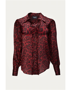 Рубашка на пуговицах с леопардовым принтом красного цвета The kooples