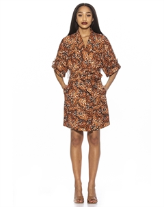 Платье-халат в июне, цвет brown abstract Alexia admor