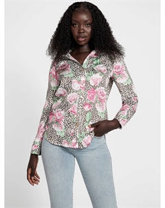Атласная рубашка с принтом Vianca, цвет pink roses multi Guess factory