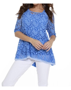 Кружевная туника с рукавами 3/4 синего цвета Angel