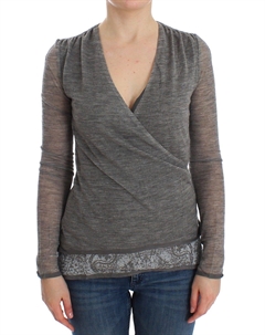 Шерстяной эластичный женский свитер с длинными рукавами, серый Ermanno scervino