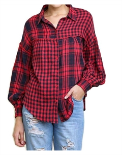 Клетчатый топ на пуговицах, красный Umgee