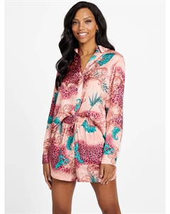 Атласная рубашка с принтом Vianca, цвет sun florid coastal resort Guess factory