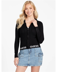 Elise Cable-Knit свитер с капюшоном на молнии, черный Guess factory