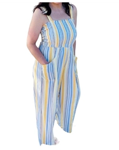 Комбинезон в сборку в желтую и синюю полоску Umgee