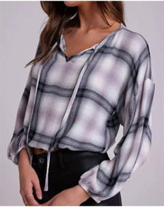 Верхний пуловер с завязками в лилово-розовую клетку Bella dahl