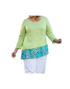 Круглая горловина, рукав 3/4, туника Kristi - размер плюс, цвет «маргарита-лайм», цвет margarita lime On the plus side