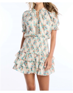 Оливковое мини-платье с тропическими листьями Allison new york