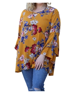 Туника с цветочным принтом и рукавами-колокольчиками - Plus In Multi Angie