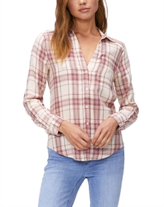 Рубашка Neve Button Down Neutral Plaid Shirt цвета Cream Mauve Multi Paige