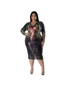 Платье-стрейч с длинными рукавами, цвет multi Fashnzfab