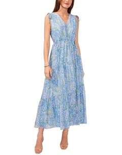 Женское длинное платье макси с узором пейсли, цвет airy blue Vince camuto