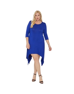 Асимметричное платье с необработанным краем и однотонным узором, синий Fashnzfab