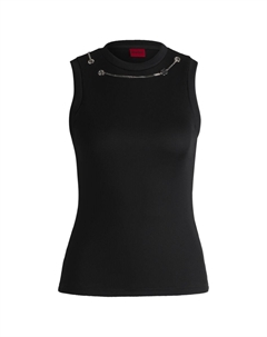 Облегающий топ со съемной цепочкой с логотипом, черный Hugo