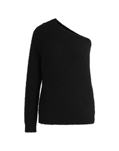 Свитер прямого кроя на одно плечо с трикотажной структурой, черный Hugo