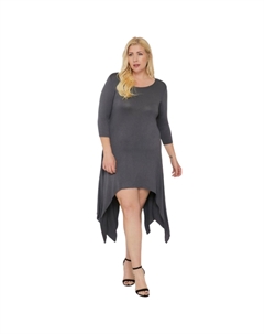 Асимметричное платье с необработанным краем и однотонным узором, серый Fashnzfab