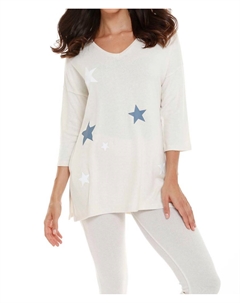 Бежевый пуловер с v-образным вырезом с рукавами 3/4 Natasha Kashmira French kyss