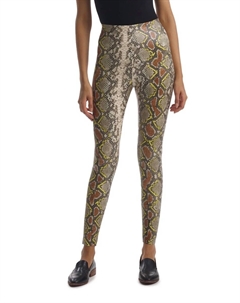 Леггинсы из искусственной кожи с анималистичным принтом в неоновом змеином цвете Commando