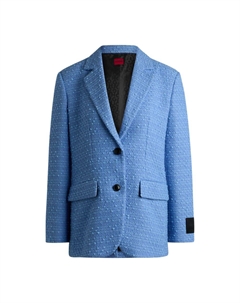 Куртка свободного кроя из фактурного букле, светло-голубой Hugo