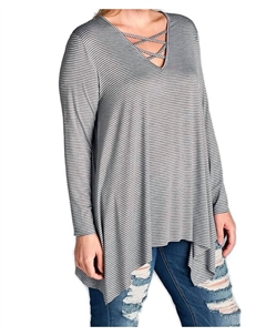 Туника Swing в тонкую полоску - Plus In Grey Oddi