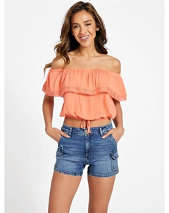 Укороченный топ Belize с открытыми плечами, цвет sun coral Guess factory
