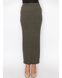 Длинная юбка оливкового цвета с косами Yal new york