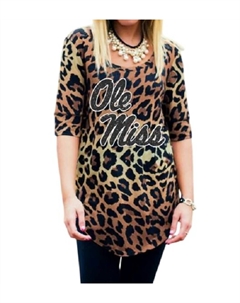 Туника с логотипом Ole Miss в леопардовом цвете Gameday couture