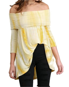 Туника Tie Dye с открытыми плечами, цвет лимон, цвет lemon Umgee