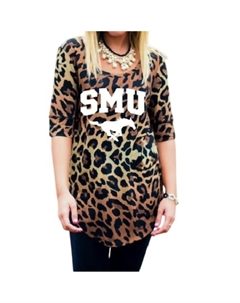 Туника с логотипом SMU в леопардовом цвете Gameday couture
