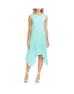 Асимметричное платье-миди прямого кроя бирюзового цвета Vince camuto