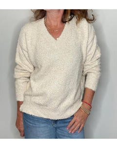 Мягкий пуловер с V-образным вырезом из волос ангела, цвет angel hair Hello nite