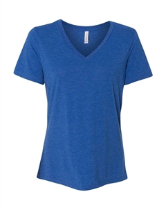 Женская футболка свободного покроя Triblend с коротким рукавом и V-образным вырезом, цвет true royal triblend Bella+canvas