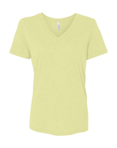 Женская футболка свободного покроя Triblend с коротким рукавом и V-образным вырезом, цвет pale yellow triblend Bella+canvas