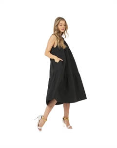 Платье без рукавов из эластичного поплина со слоями, черный Fashnzfab