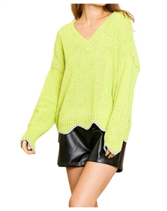 Свитер-пуловер с узором «зигзаг» цвета лайм, цвет lime Umgee